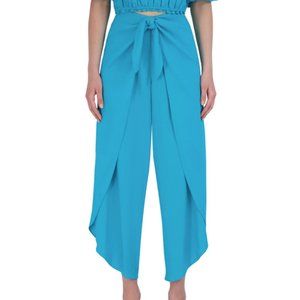 BCBGMAXAZRIA Women's Tie-waist Wide-leg Pants In Blue Bird